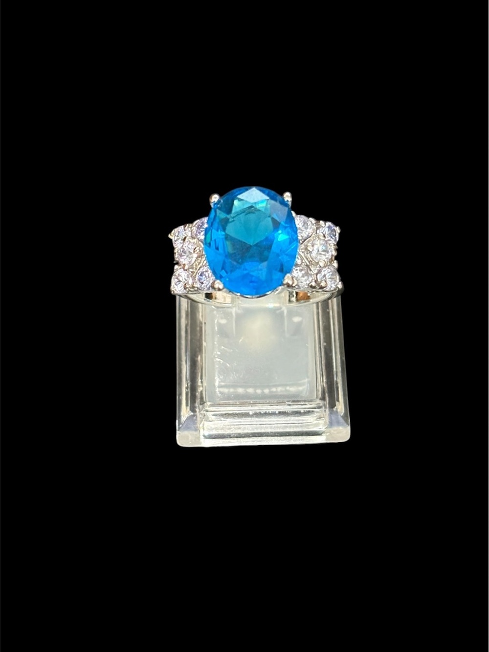 Blue Oval Crystal Statement Ring - Women Jewelry